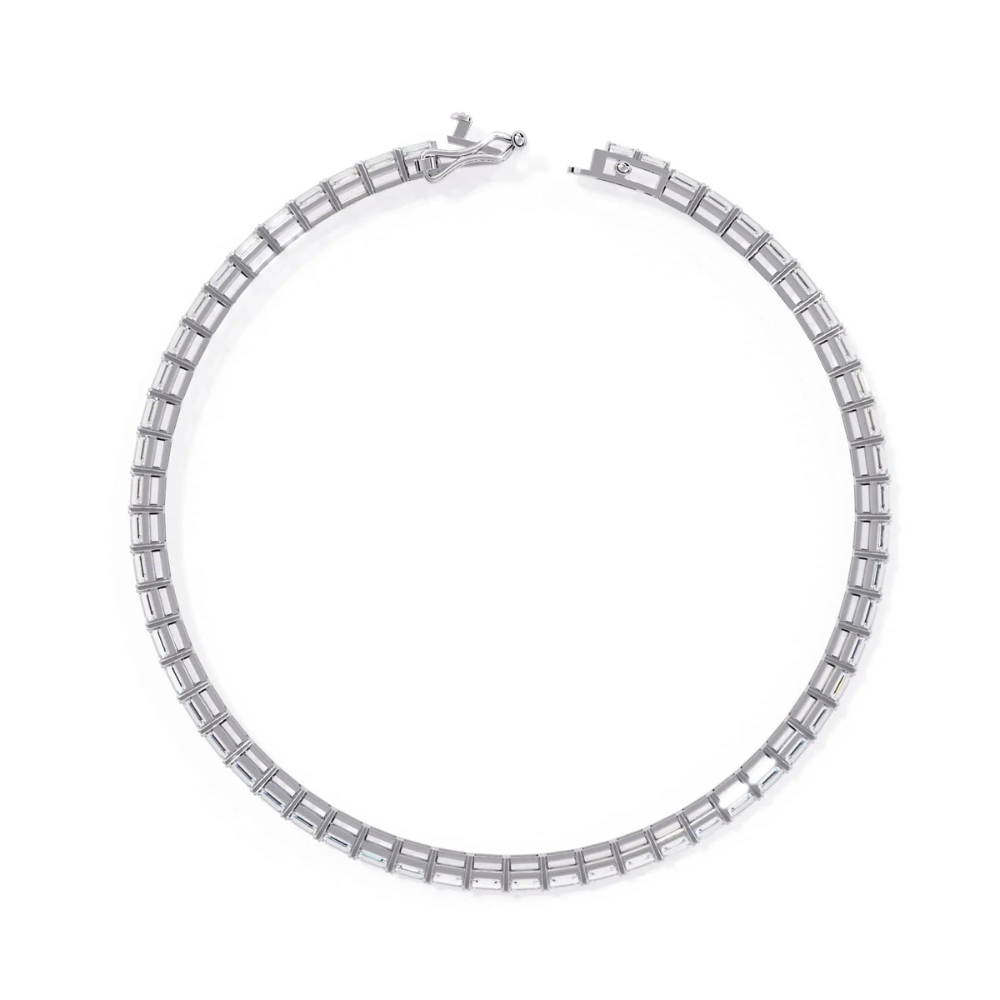 Emerald Cut Moissanite Tennis Bracelet For Anniversary Gift