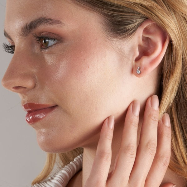 Colorless Moissanite Round Cut Solitaire Earring