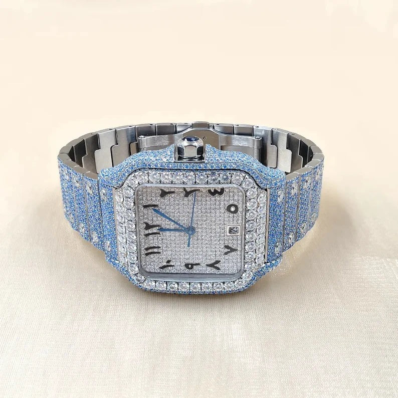 Iced Out Moissanite Diamond Hip Hop Luxury Cartier Watch for Him