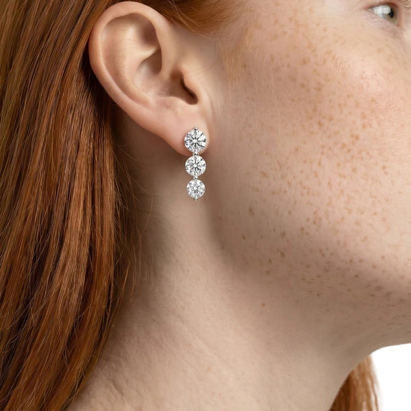 Round Cut Moissanite Drop Dangle Earrings For Women