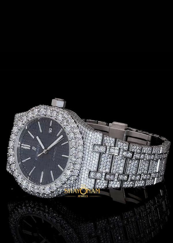 Iced Out Moissanite Diamond Blue Dial Hip Hop Men's Watch Gift