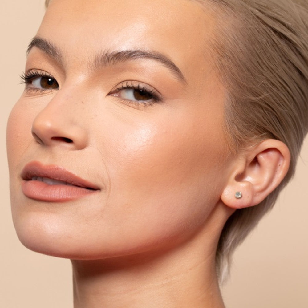 Round Cut Moissanite Basket Prong Solitaire Earring