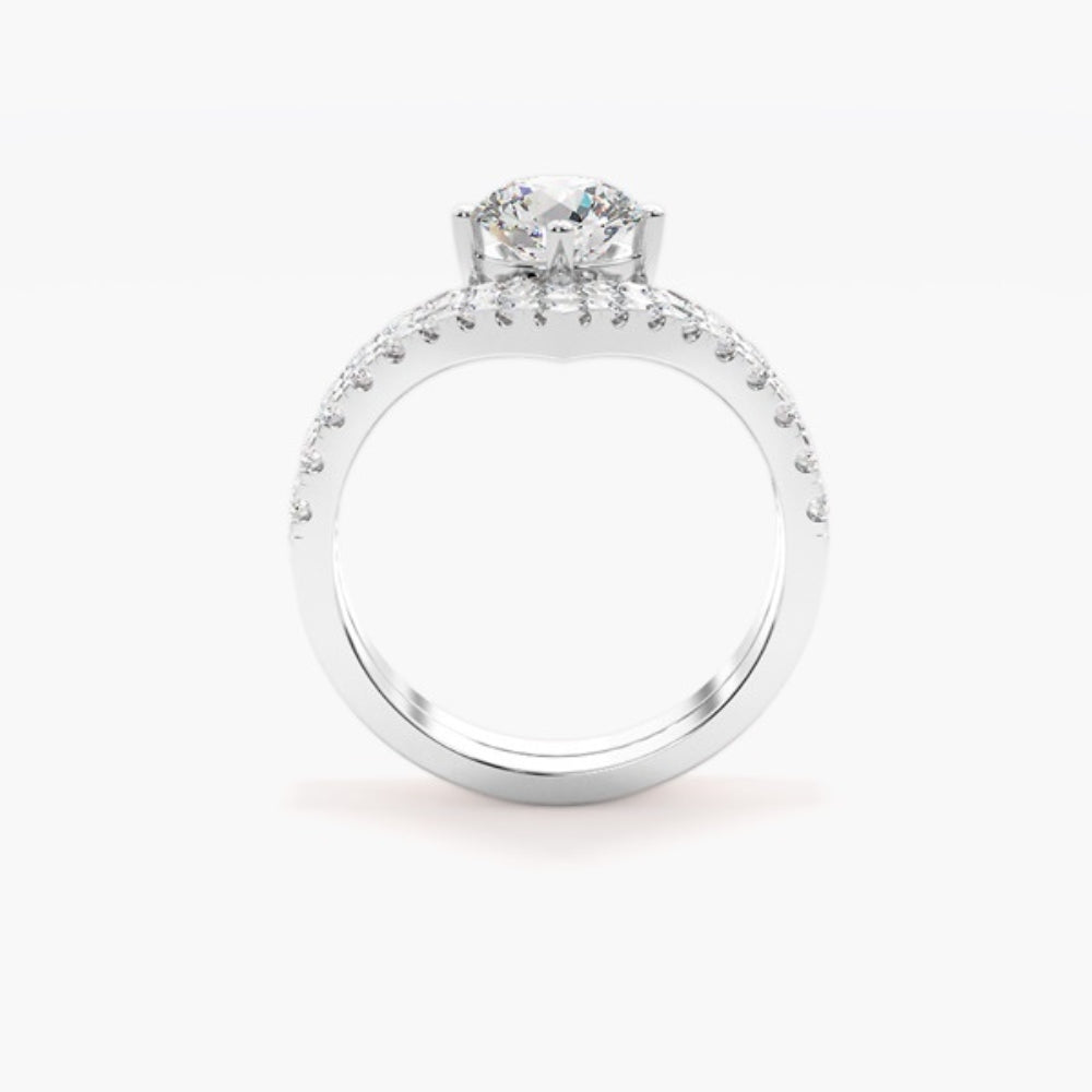 Round Cut Pave Set Moissanite Pave Set Ring Set For Anniversary Gift
