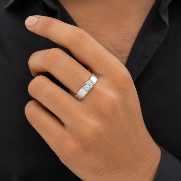 Princess Cut Lab Grown Diamond Bezel Set Wedding Band