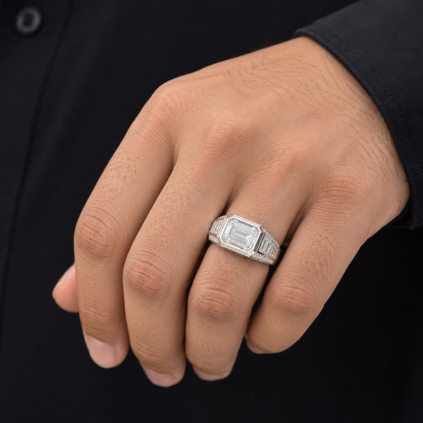 Emerald Cut Lab Grown Diamond Classic Men's Engagement Ring
