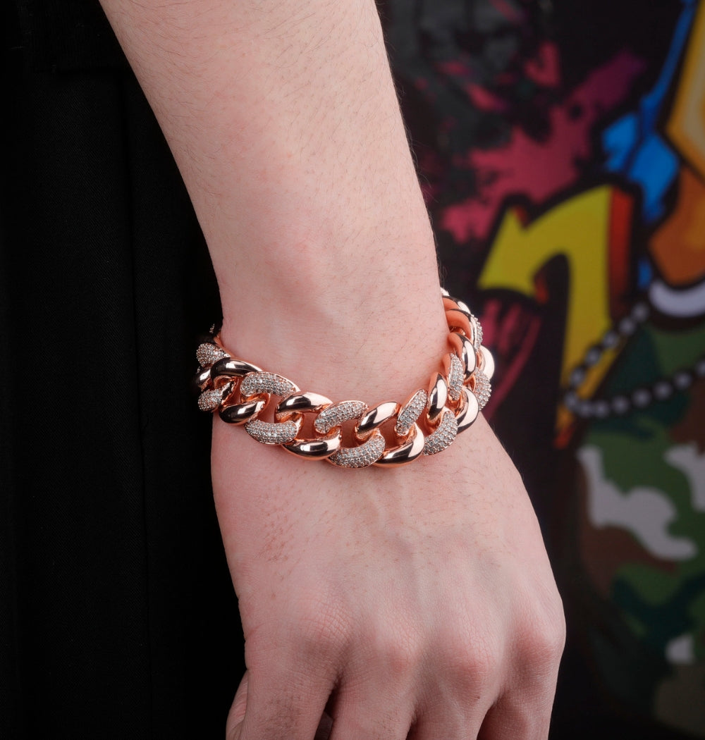 Men's Wear Moissanite Half Iced Miami Cuban Link Hip Hop Bracelet