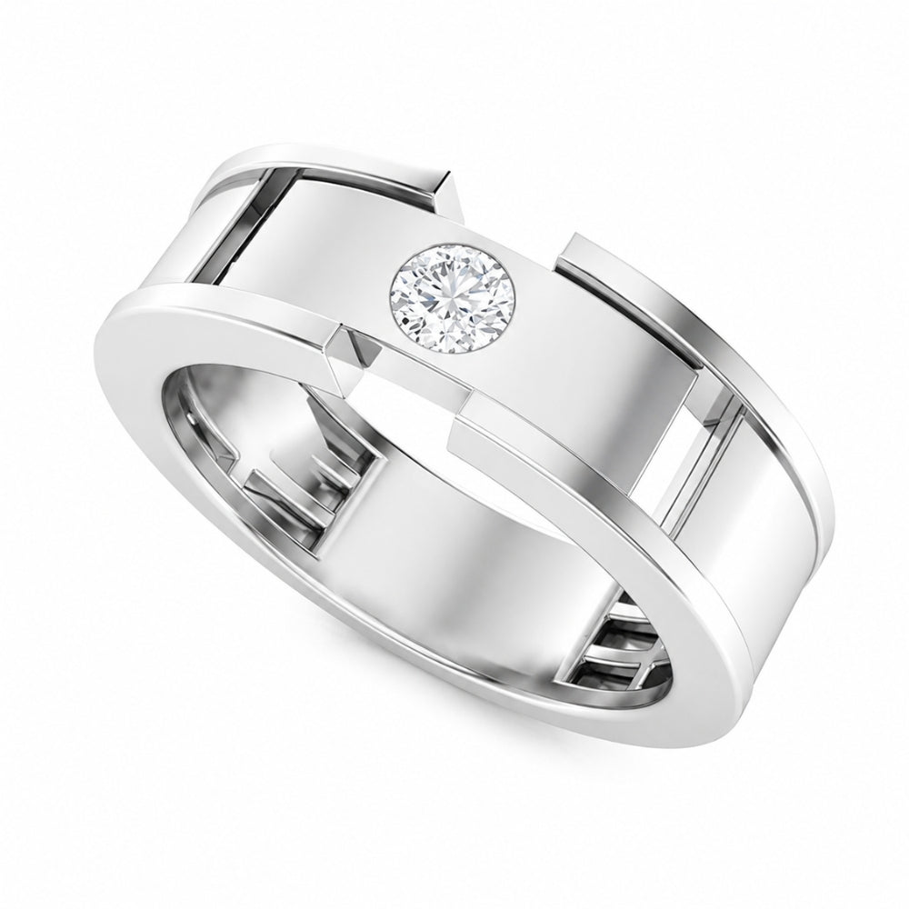 Round Cut Lab Grown Diamond Flush Set Wedding Band For Men