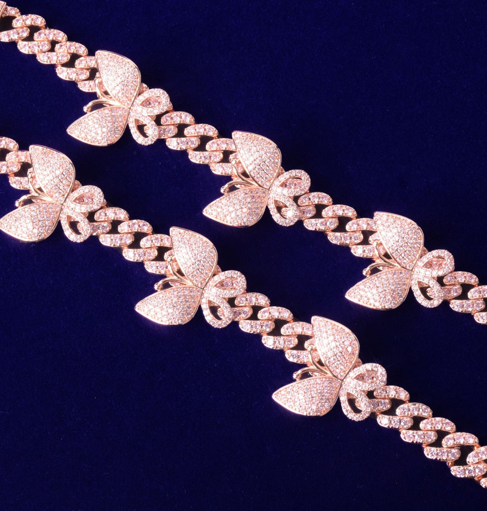 Iced Out Butterfly Cuban Link Men's Hip Hop Bracelet