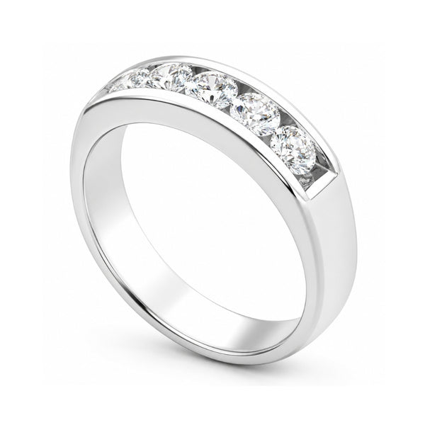 Channel Set Round Cut Lab Grown Diamond Engagement Ring