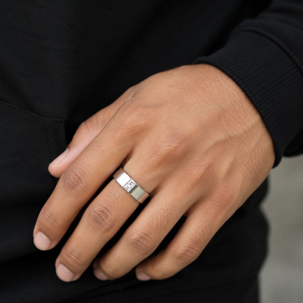 Princess Cut Lab Grown Diamond Channel Set Wedding Band For Him