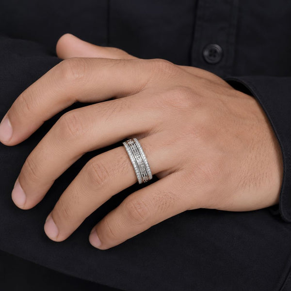 Round Cut Pave Set Lab Grown Diamond Wedding Band For Him