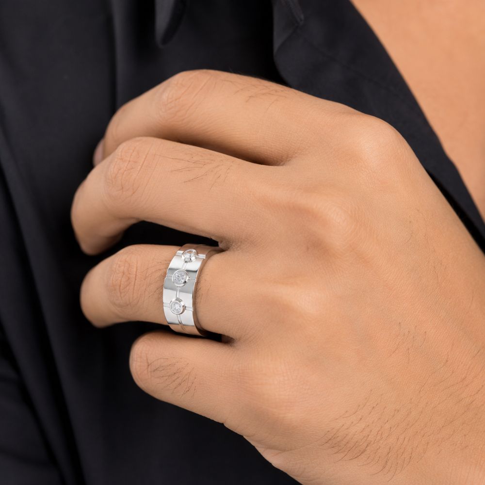 Round Cut Bezel Set Lab Grown Diamond Promise Band