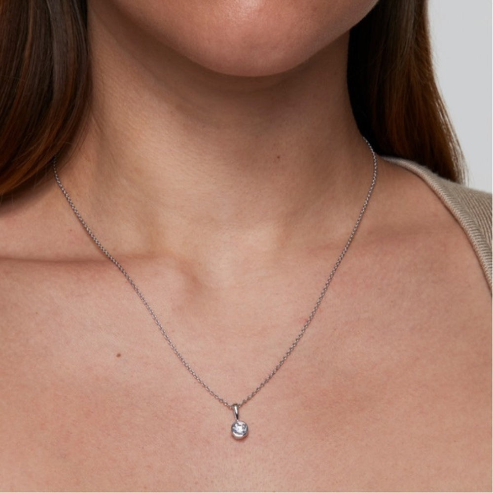 Round Cut Moissanite Bezel Set Solitaire Pendant