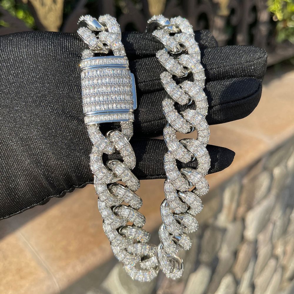 Baguette Cut Lab Grown Diamond Cuban Link Chain