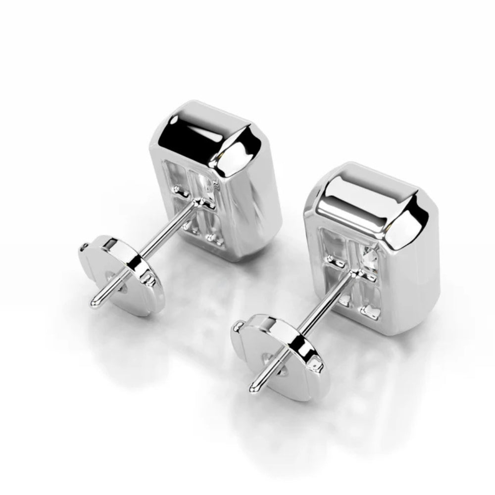 Radiant Cut Bezel Set Moissanite Solitaire Earring