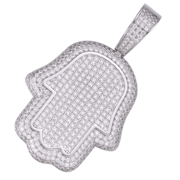 Hamsa Hand Iced Out Moissanite Rapper Style Hip Hop Pendant