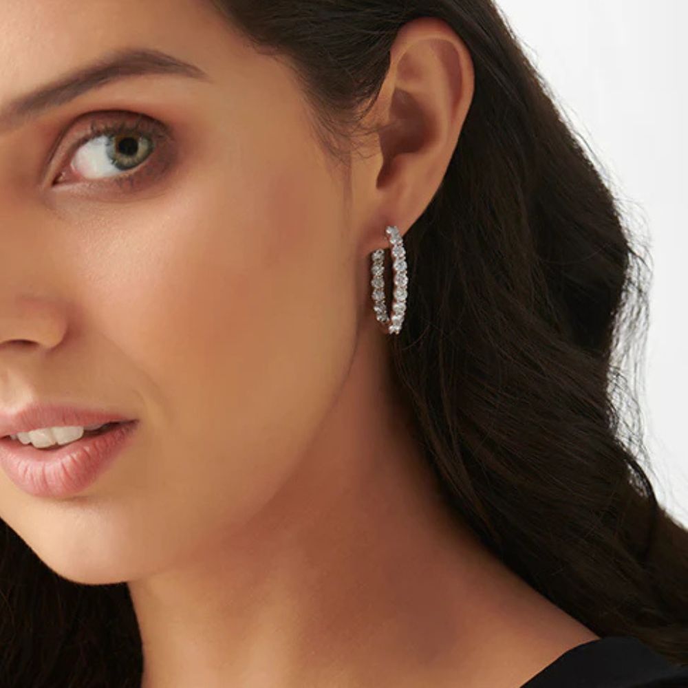 VVS1 Moissanite Round Cut Hoop Earrings For Birthday Gift
