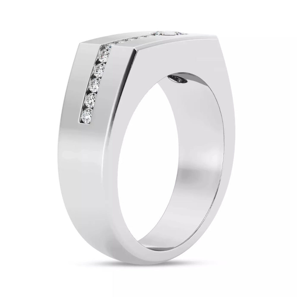 Round Cut Lab Grown Diamond Channel Set Engagement Ring For Him