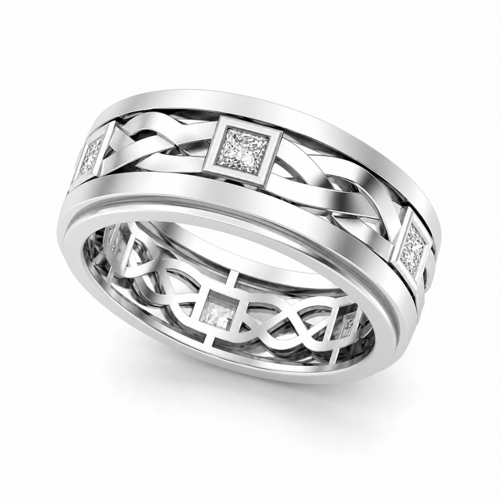 Lab Grown Diamond Princess Cut Art Deco Band For Men