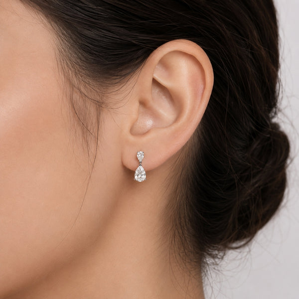 Pear Cut Moissanite Classic Drop Dangle Earrings For Women