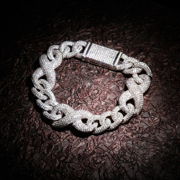 Iced Out Moissanite Infinity Link Bracelet For Men's