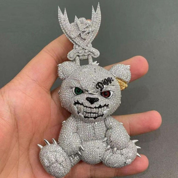 Iced Out Moissanite Diamond Angry Bear Hip Hop Pendant