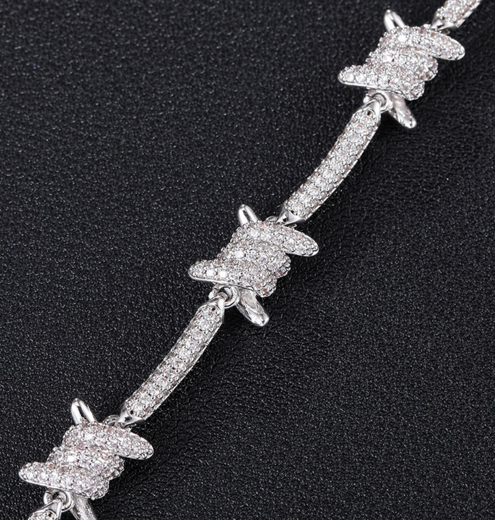 Moissanite Round Cut Wire Prong Hip Hop Bracelet
