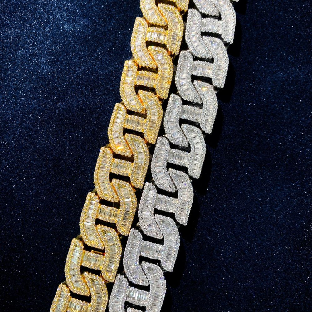 Baguette Cut Lab Grown Diamond Mariner Link Chain