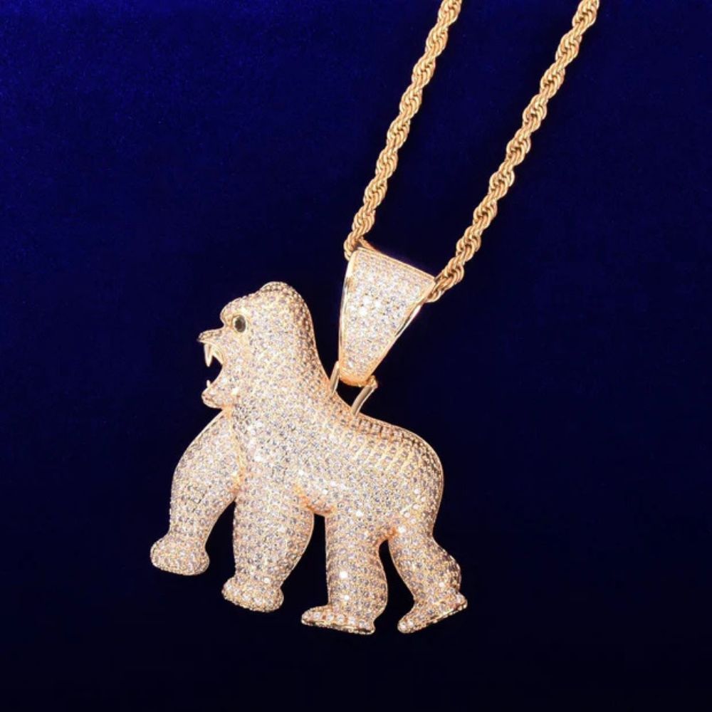 Lab Grown Diamond Round Cut Gorilla Hip Hop Pendant