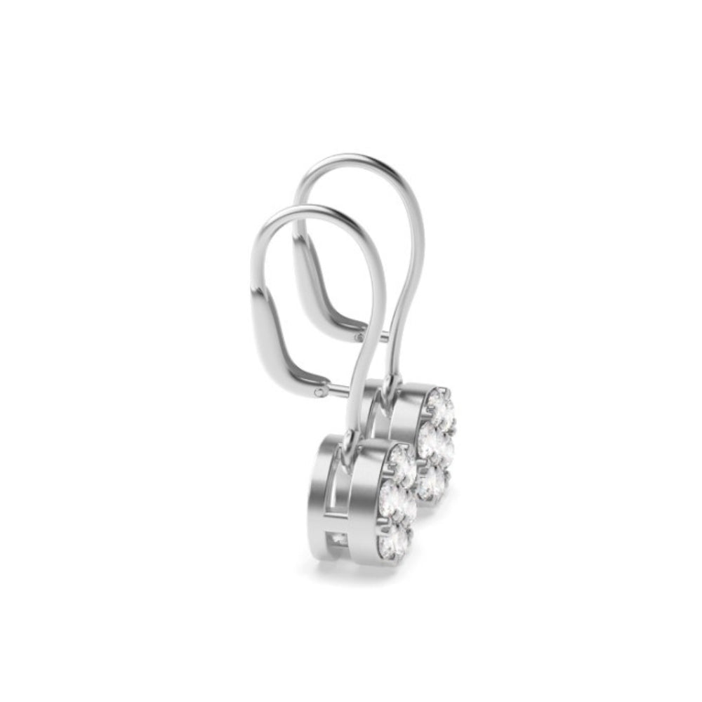 Round Brilliant Cut Moissanite Cluster Drop Earrings