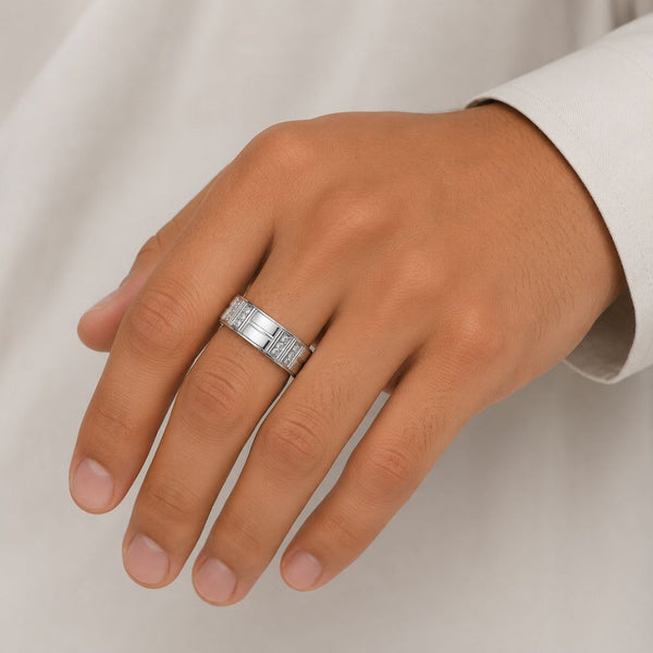 Round Cut Lab Grown Diamond Pave Set Wedding Band For Men