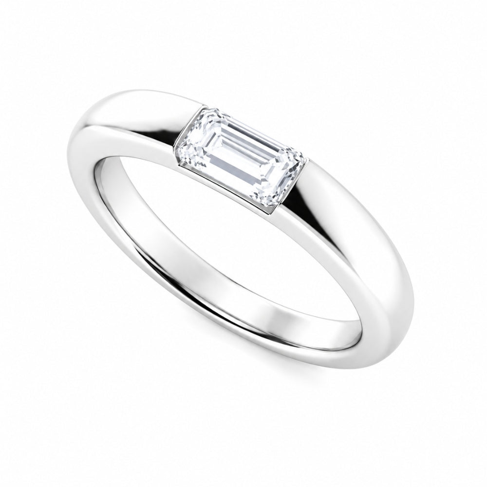 Emerald Bezel Set Lab Grown Diamond Solitaire Proposal Ring