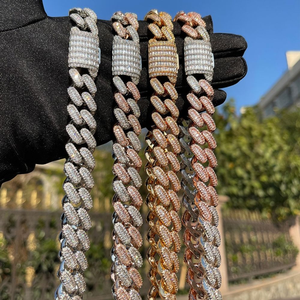 Baguette Cut Lab Grown Diamond Men's Cuban Link Chain