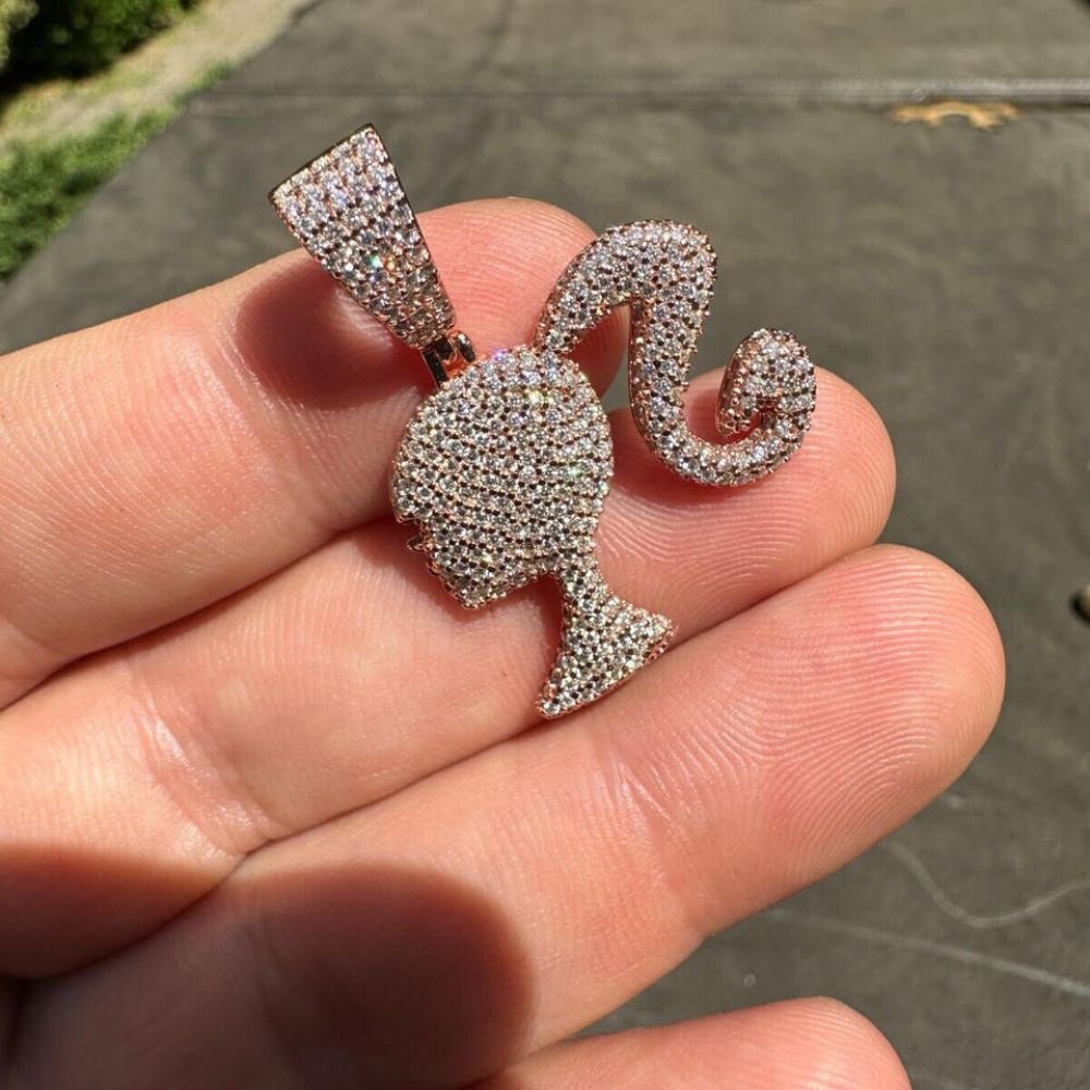 Iced Out Moissanite Diamond Barbie Hip Hop Pendant