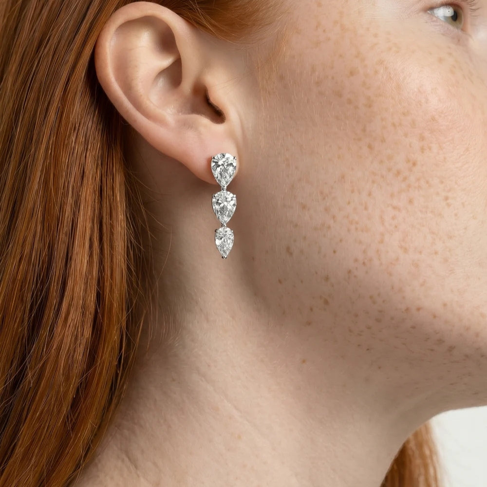 Pear Cut Moissanite Drop Dangle Earrings For Anniversary Gift