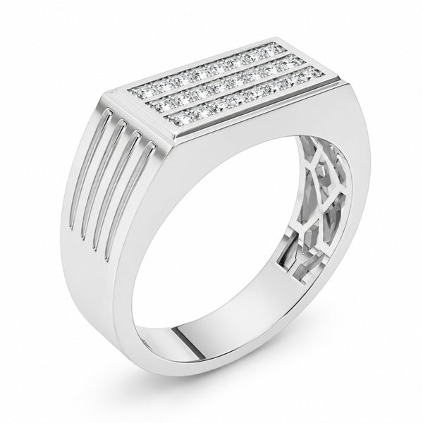 Lab Grown Diamond Round Cut Pave Set Men's Ring For Birthday GIft