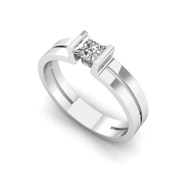 Princess Cut Lab Grown Diamond Solitaire Bar Set Engagement Ring