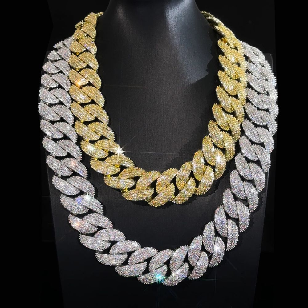 VVS1 Moissanite Round Cut Miami Link Hip Hop Chain