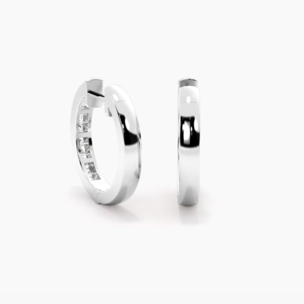 Princess Cut Moissanite Classic Hoop Earring For women