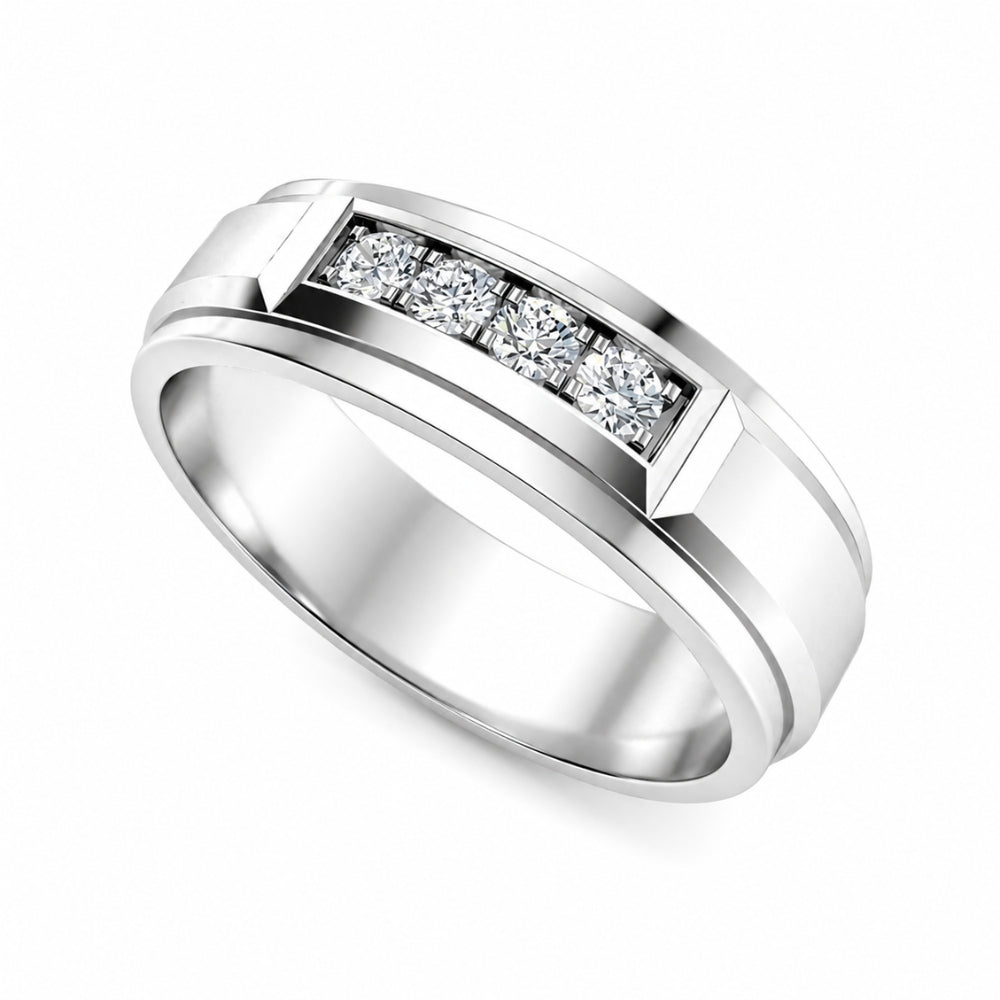 Men's Wear Round Cut Pave Set Lab Grown Diamond Promise Band