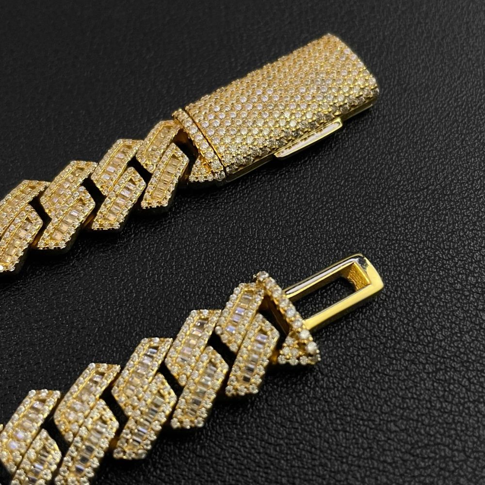 Baguette & Round Cut Lab Grown Diamond Cuban Link Hip Hop Chain
