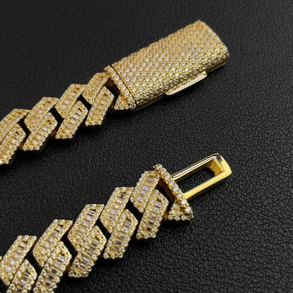 Baguette & Round Cut Lab Grown Diamond Cuban Link Hip Hop Chain