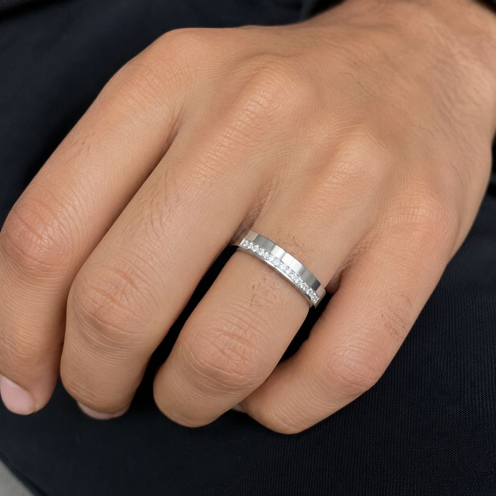 Round Cut Pave Set Lab Grown Diamond Men's Promise Band
