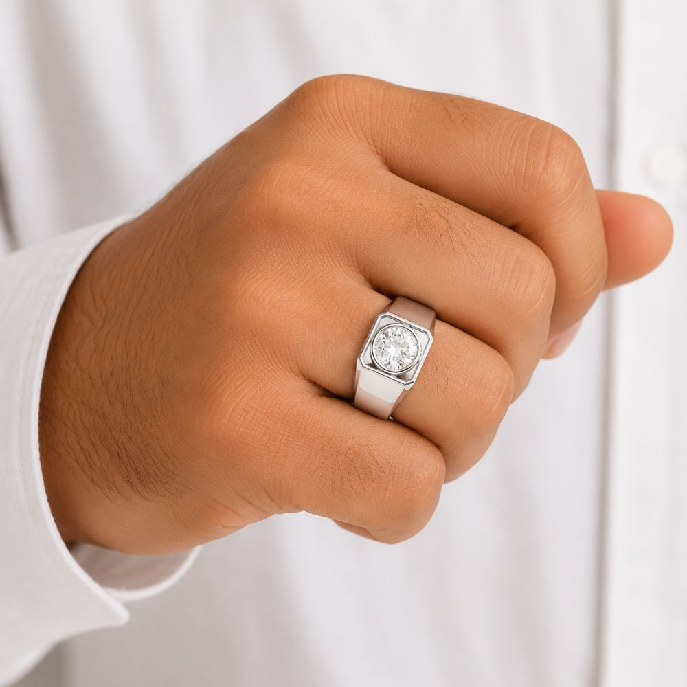 Lab Grown Diamond Round Cut Bezel Set Solitaire Promise Ring