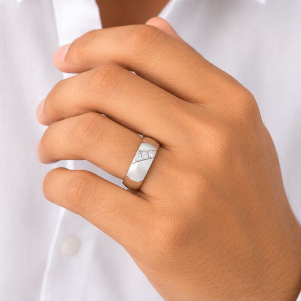 Round Cut Lab Grown Diamond Pave Set Wedding Band For Him