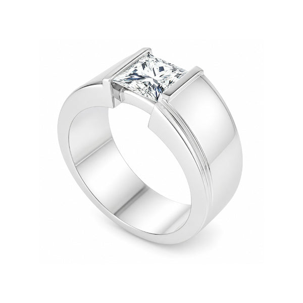 Princess Cut Bar Set Solitaire Lab Grown Diamond Engagement Ring