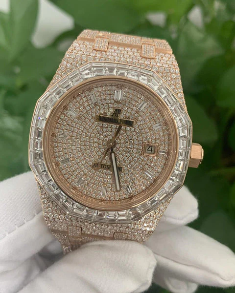 Baguette Cut Iced Out Moissanite Hip Hop Luxury Watch Gift for Groom