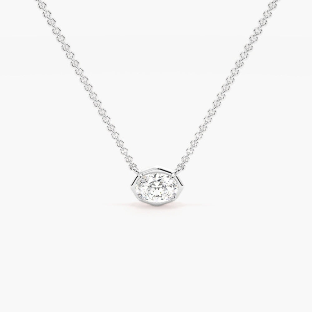 Oval Cut Bezel Set Moissanite Solitaire Pendant