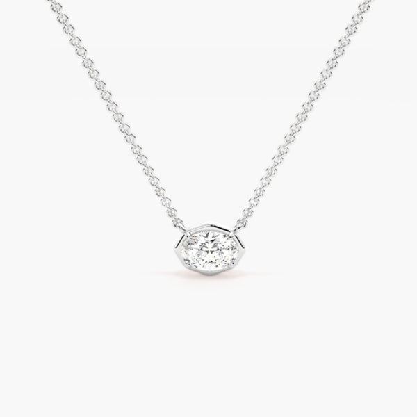 Oval Cut Bezel Set Moissanite Solitaire Pendant
