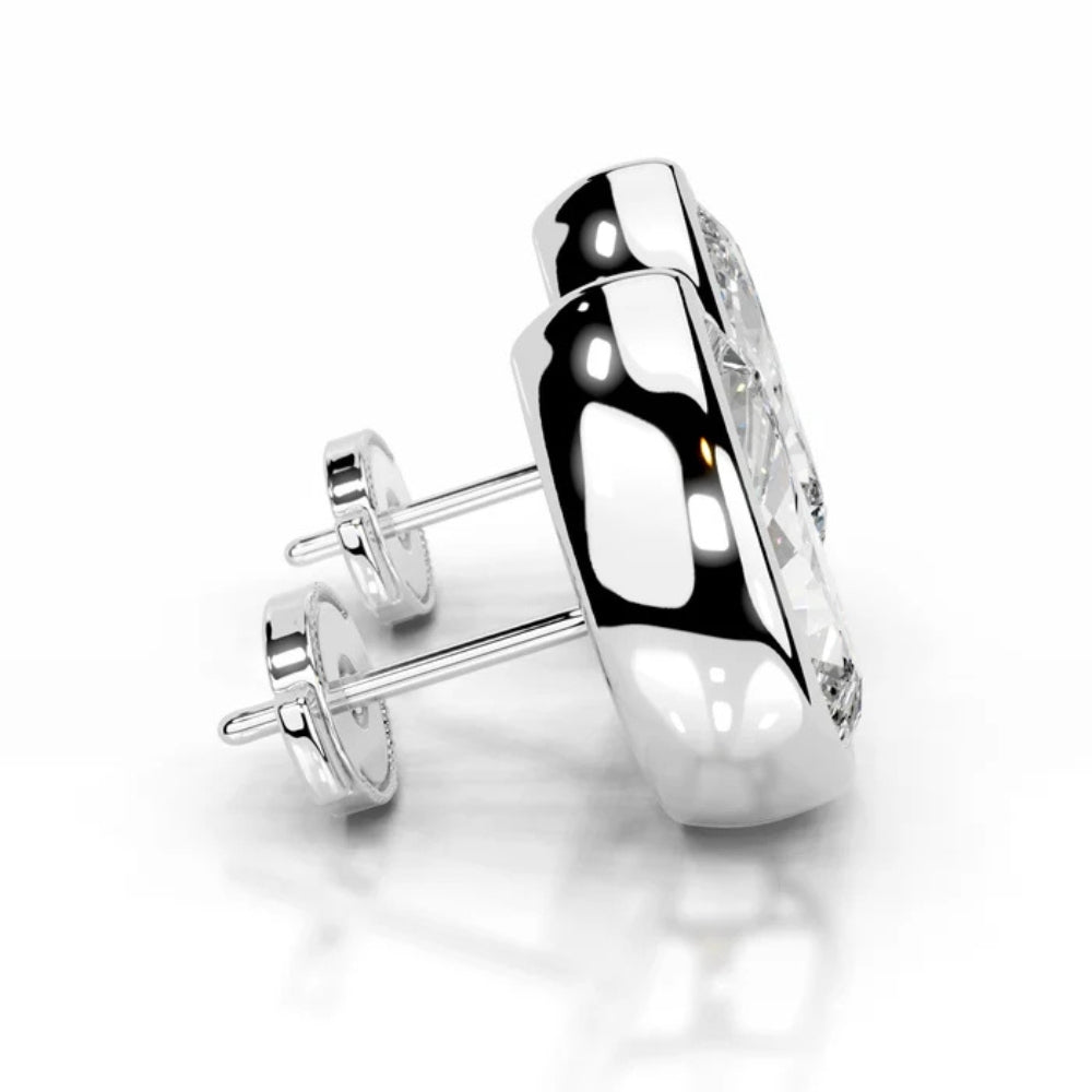 Moissanite Pear Cut Solitaire Bezel Set Stud Earring